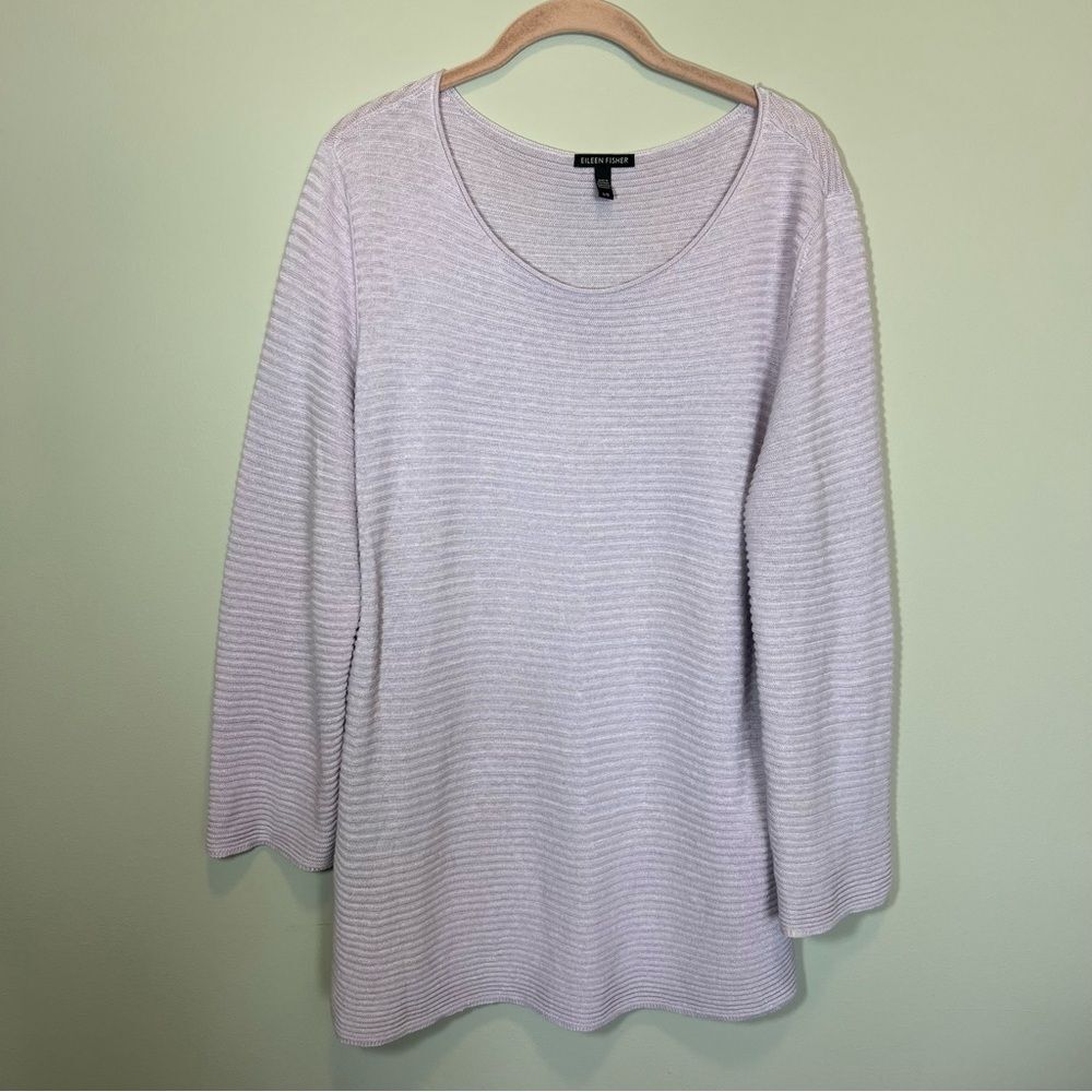 Eileen Fisher Women’s Lavender Organic Linen & Cotton Sweater Large